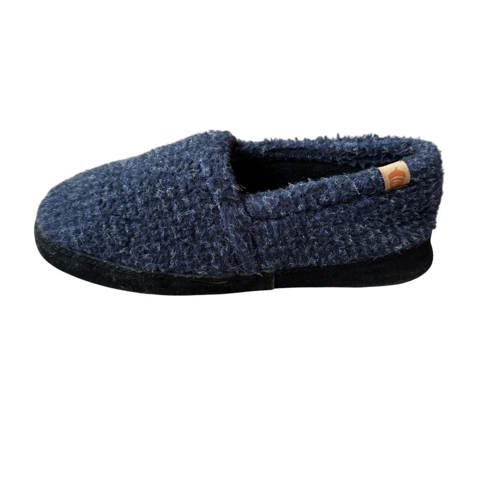 Acorn Kids Navy Blue‎ Knit Slip On Moccasin Slippers Size 3-4